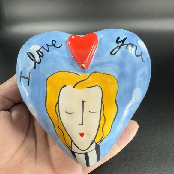 Sandra Magsamen for Silvestri Ceramic Heart Rattle I Love You Figure Decor VTG - Picture 8 of 14